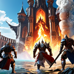 **

"Epic Seven Knights battle scene in the Celestial Tower. Water heroes facing fire enemies. Elemental weaknesses emphasized with visual effects. Dynamic action, vibrant colors, fantasy setting."

**