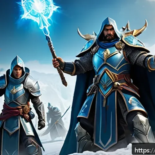 Home 30 세븐나이츠 고급 공략 - A dynamic fantasy RPG team composition scene featuring a diverse squad of heroes in detailed, colorf...